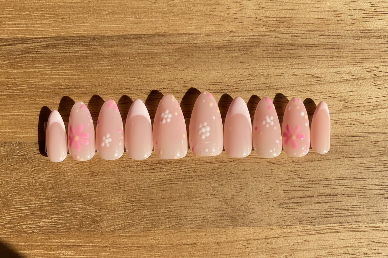 Pink Floral Press-ons
